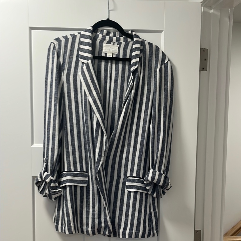 Striped Blue and White Women's Blazer